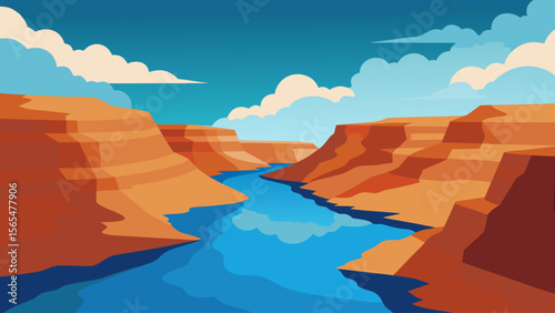 Majestic Canyon River Landscape A Stunning Illustration of Nature's Grandeur