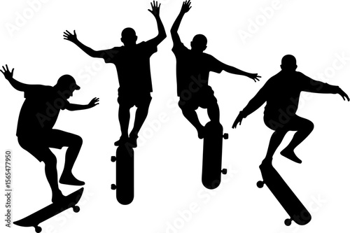 Skateboarders man Going  sport mountain vector bundle