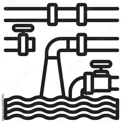 Water supply icon thin vector sign symbol