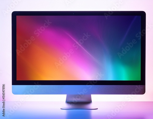 flatscreen monitor with vibrant gradient lighting and colorful abstract background