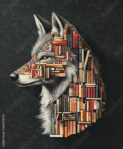 Funny Cartoon Wolf Character with Music Notes Vector Illustration on Black Background