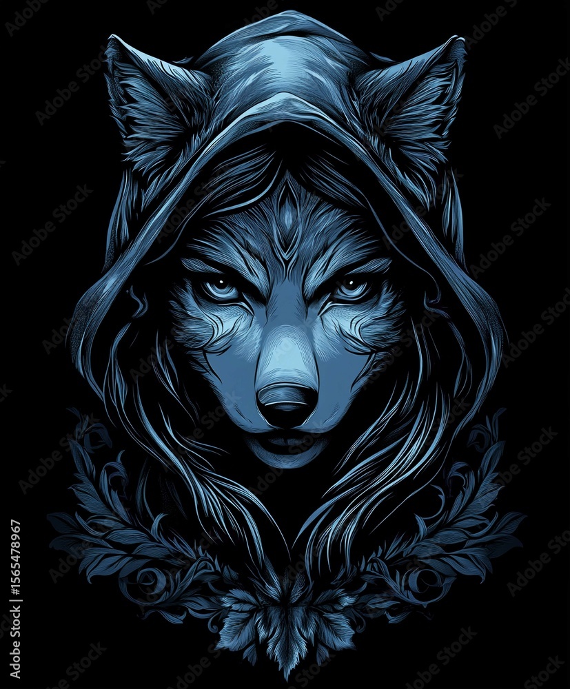 Fototapeta Wild Animal Head Vector Tattoo Illustration Featuring Wolf Lion Tiger Cat Mascot Silhouette Art