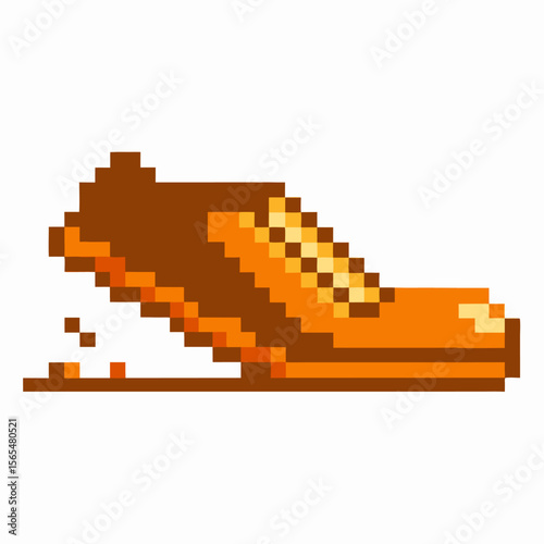 Retro pixel sneaker in vibrant orange 8 bit running shoe symbolizing vintage athletic footwear and digital nostalgia