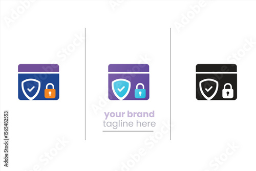 Web Protection Icon – Secure Browser Shield with Padlock