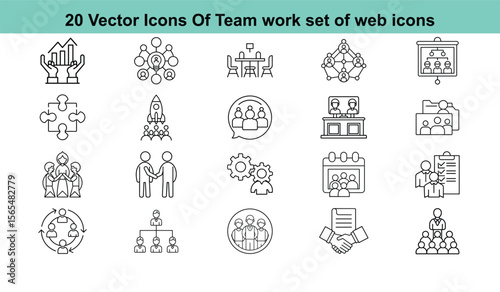 Versatile collection of modern web icons representing teamwork communication and digital collaboration for online platforms