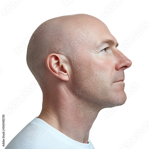 Profile View of Bald Man: Masculine Headshot, Clean Shaven, Side Profile