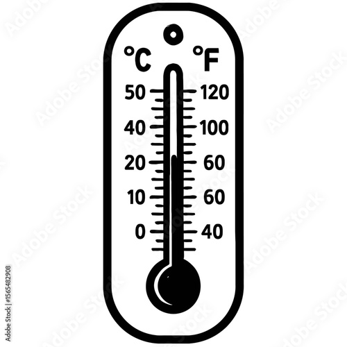 Classic Thermometer Icon with Celsius and Fahrenheit Scales - Essential for Weather, Climate, and Measurement Designs