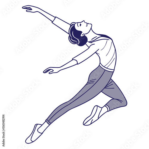 Graceful female dancer in mid leap with elegant pose ballet dancer leaping
