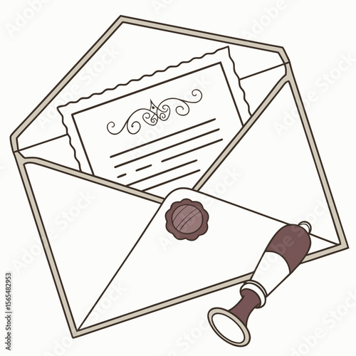 Vintage Envelope With Wax Seal And Stamp letter paper