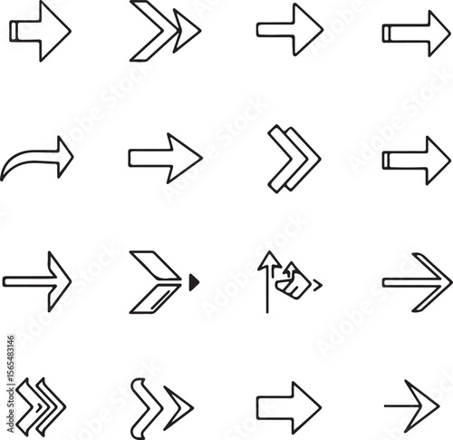 Arrow icons set for navigation and direction in web and graphic design