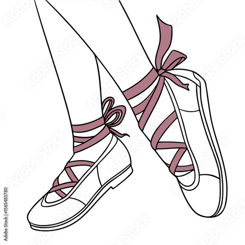 Ballet shoes with pink ribbons dance footwear