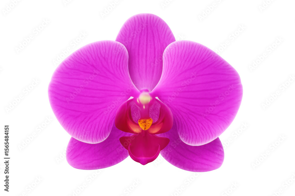 Fototapeta premium Close-up pink orchid blooming, revealing soft petal textures and subtle color gradients against transparent backdrop