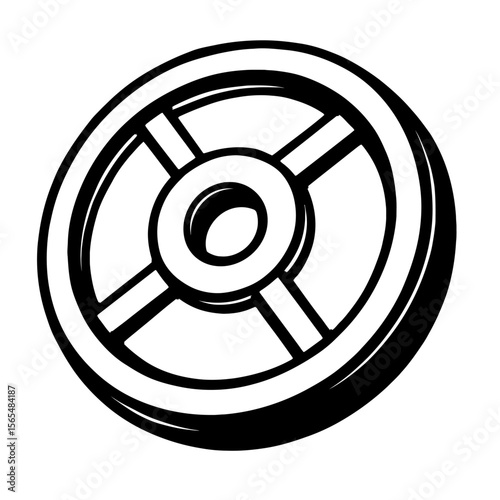Classic Black and White Weight Plate Vector - Essential for Gym and Strength Training Designs