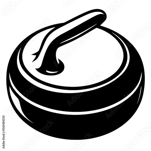 Classic Black and White Curling Stone Vector Illustration - Essential for Winter Sports and Olympic Themes