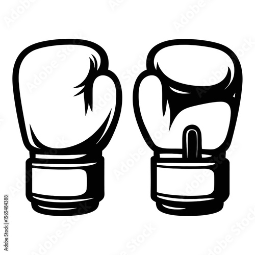 Classic Pair of Boxing Gloves Outline Vector - Essential Gear for Training and Combat Sports