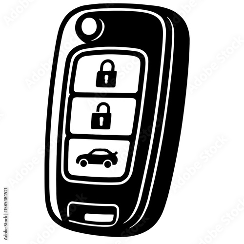 Black and White Car Key Remote Fob - Vehicle Entry and Alarm Control