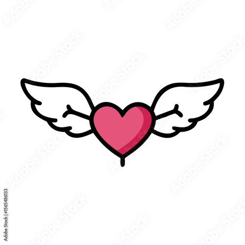 Pink heart with shadow love symbol