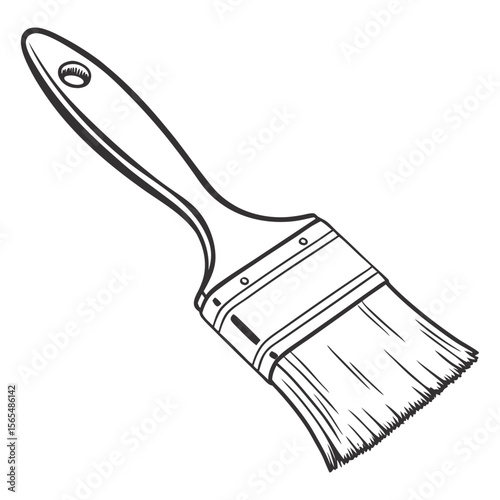 Handheld paint brush with bristles and handle tool craft