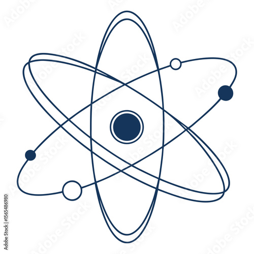 Atomic structure diagram with orbiting electrons and nucleus science physics