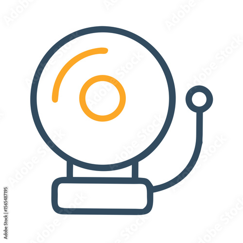 Blue and orange bell with rounded edges alarm ringing