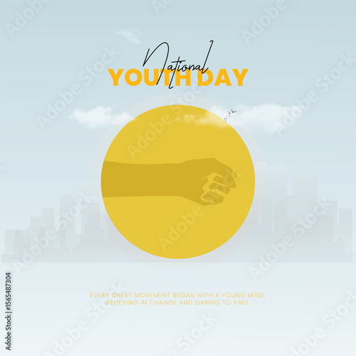 Happy Indian National Youth day people group. 3d vector illustration design young youth Gen-z