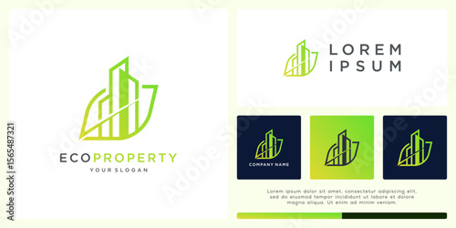 Eco friendly property logo design with abstract building
