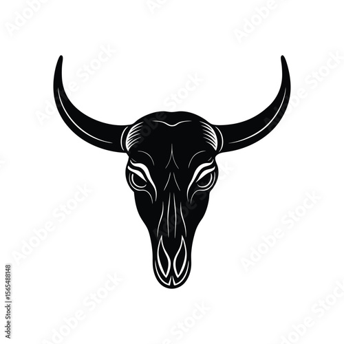 A head of a bull skull silhouette vector illustration