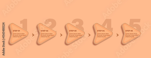 Peach Fuzz 3D Infographic Vector with Summer Icons, Paper Labels, and Love-Themed Step Banners