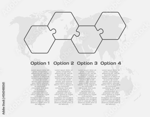 Four steps line infographic, puzzle diagram