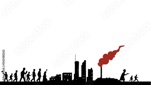 The silhouette of the city skyline as a result of the war