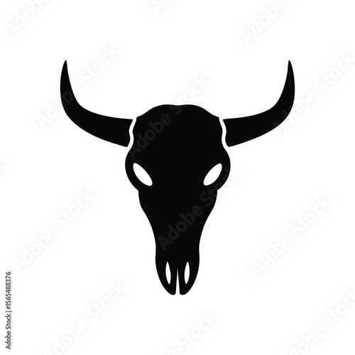 Vector hand drawing of the head of a bull skull silhouette illustration