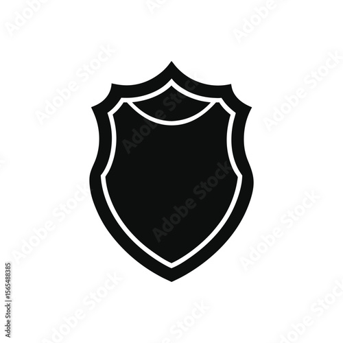 Vintage ornate shield emblem silhouette vector illustration