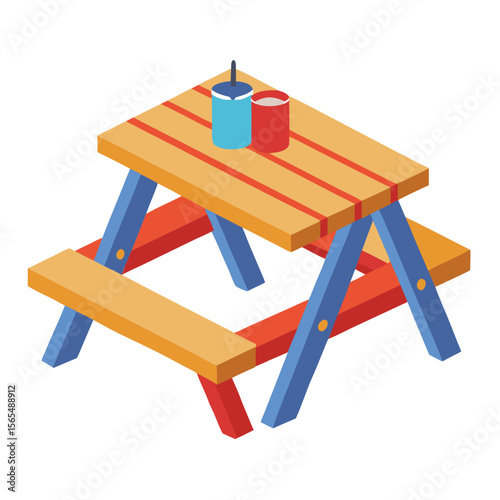 Colorful picnic table with drinks outdoor furniture beverages