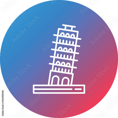 Pisa Tower Line Gradient Circle Background Icon