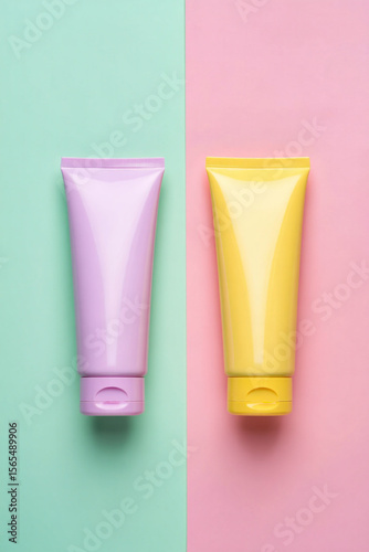 Wallpaper Mural Pastel-Colored Tubes Minimalist Product Packaging Design Mockup Torontodigital.ca