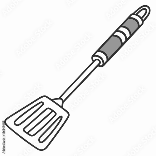 Slotted spatula kitchen utensil with gray handle cooking food preparation