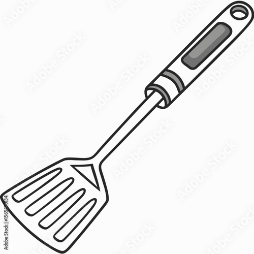 Slotted spatula with gray handle and hanging hole kitchen utensil cooking tool