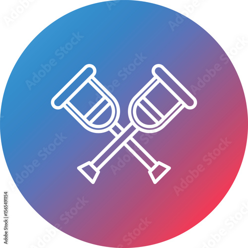 Crutch Line Gradient Circle Background Icon