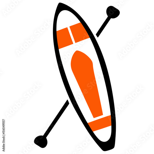Orange and black kayak with paddle watercraft boat