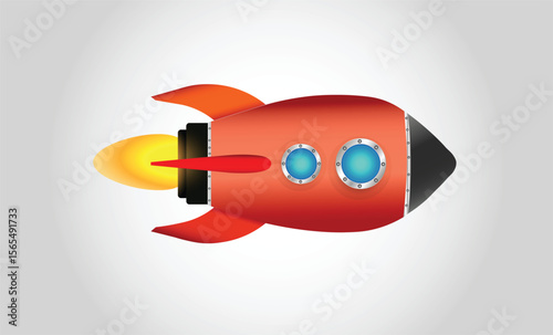 Vector illustration of realistic 3D rocket space ship launch isolated on transparent background. Space exploration. Art design startup creative idea. Abstract concept graphic element