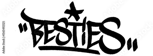 Graffiti tag “Besties” street art urban for Friendship Day India, playful mural celebrating friendship and love.