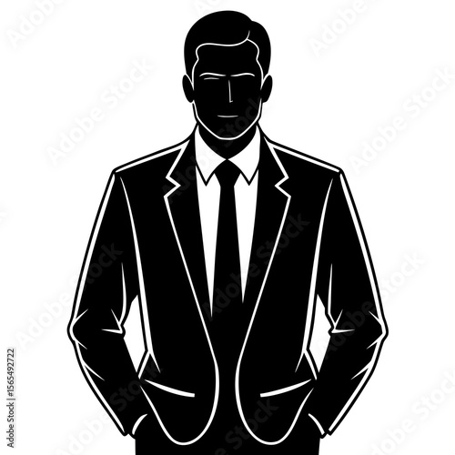 Businessman silhouette formal attire confident pose