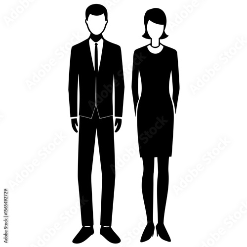 Man and woman silhouettes black white