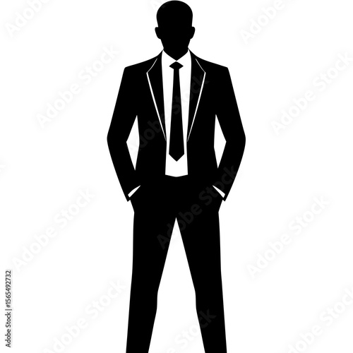 Black silhouette of a man in a suit businessman