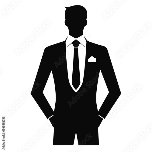 Black silhouette man formal suit businessman