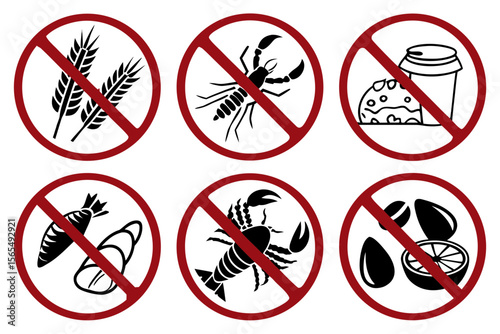 Vector art of allergenfree symbols isolated on white background