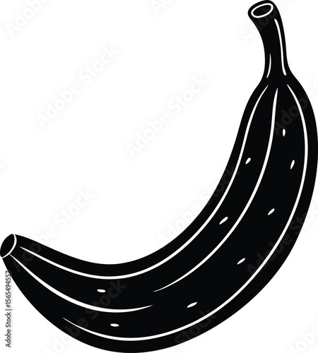 Banana Silhouette: A minimalist black silhouette of a ripe banana, embodying simplicity and the essence of this popular fruit.