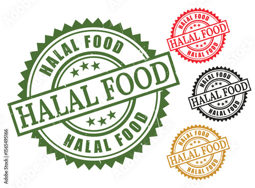 Halal certified product label vector graphic design for muslim community food industry marketing concept