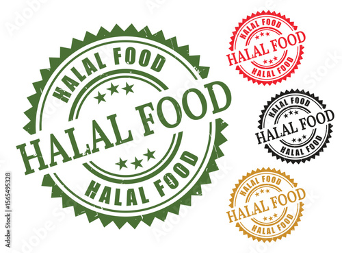 Halal certified food product label vector graphic element for restaurant and grocery promotion design