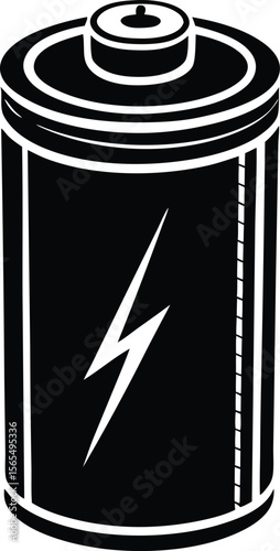 Energy Core: A bold, graphic representation of a single battery, a symbol of power and sustainability, ready to fuel the future with electricity.